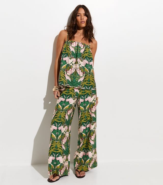 New Look Women's White Tropical Lotus Print Longline Bandeau Beach Cami Top New Look - 3