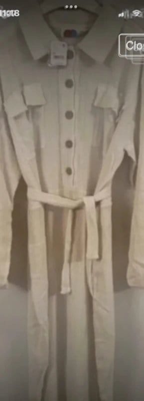 Free People Ivory Calico Jumpsuit Medium Oversized