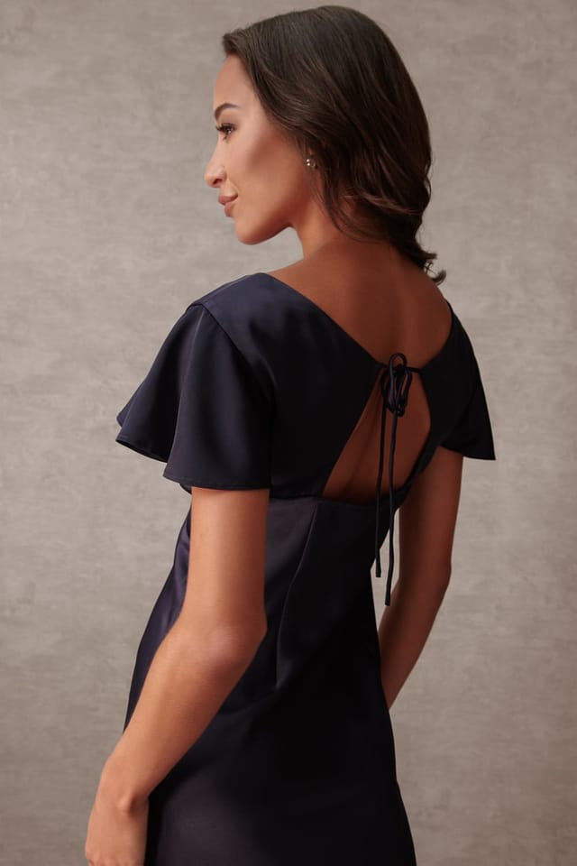 Blue Vanilla Blue Vanilla Women's Luxe Angel Sleeve Midi Dress in Navy - 3