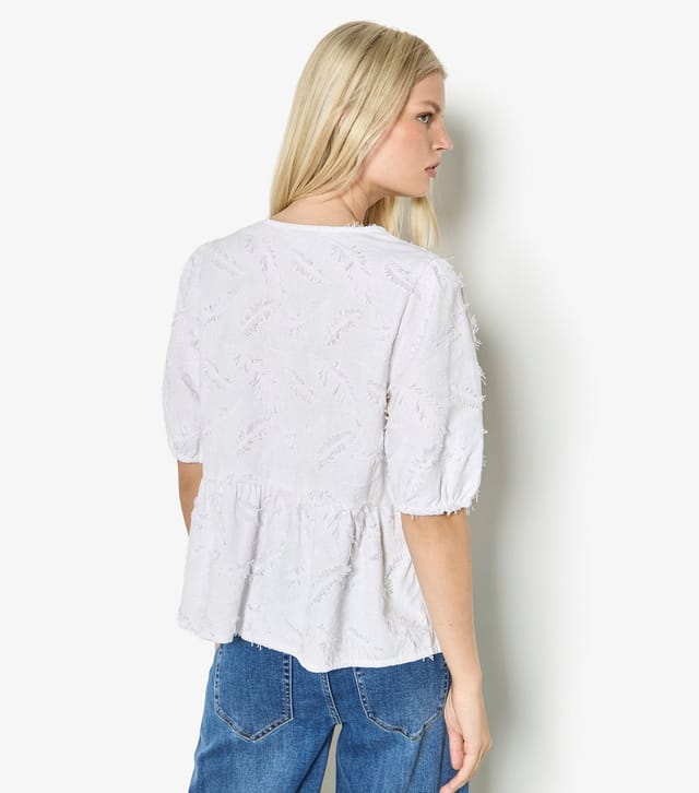 Apricot Women's White Textured Tie Front Peplum Top Apricot New Look - 2