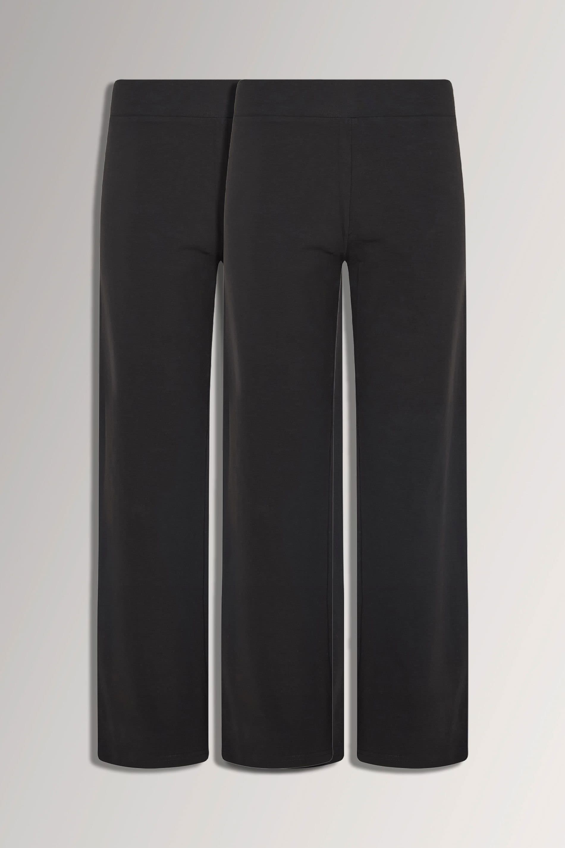 M&Co M&Co Women's Petite 2 Pack Wide Leg Yoga Pants in Black