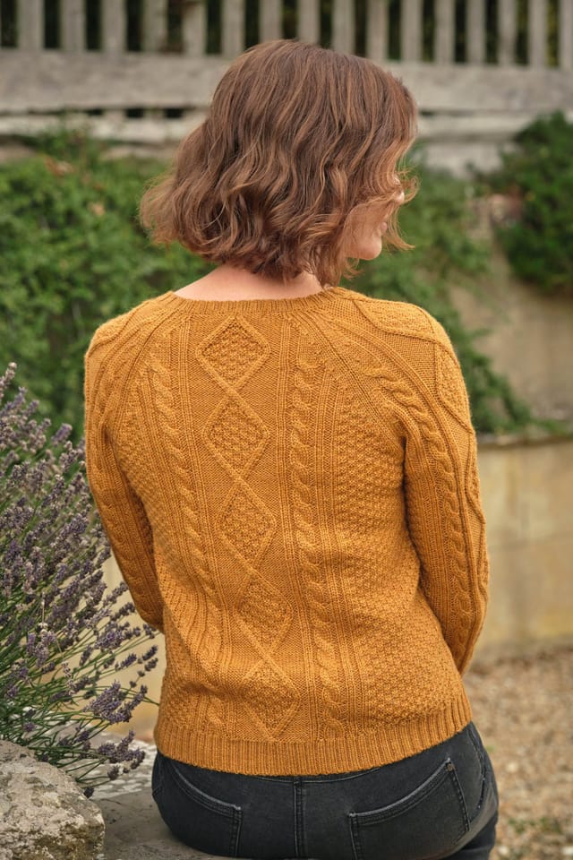 WoolOvers WoolOvers Women's Cable Button Cardigan in Mustard - 3