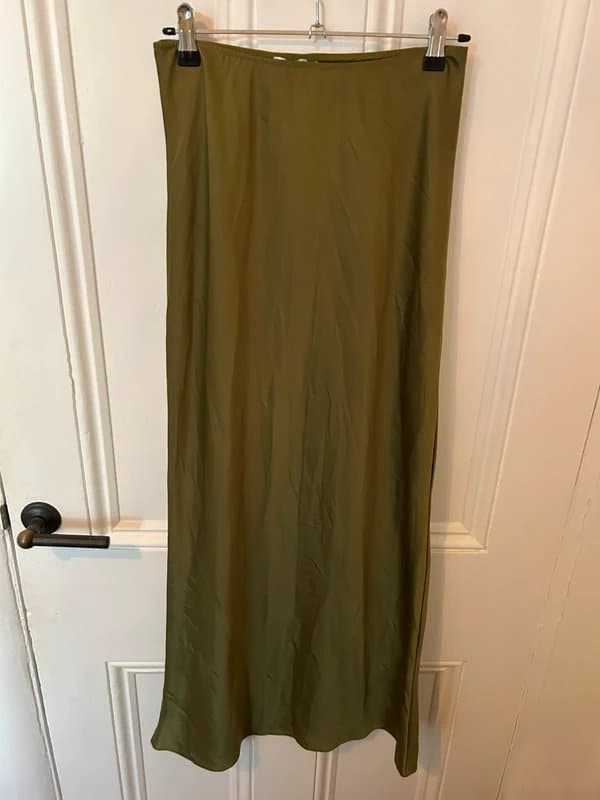 ASOS Design ASOS design green satin midi skirt