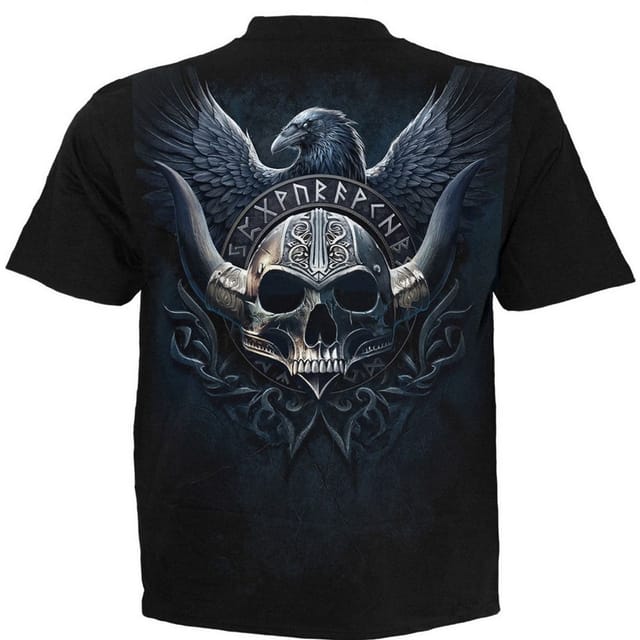 Spiral Direct Spiral Direct Men's Odin´s Warrior Back Print T-Shirt in Black - 2