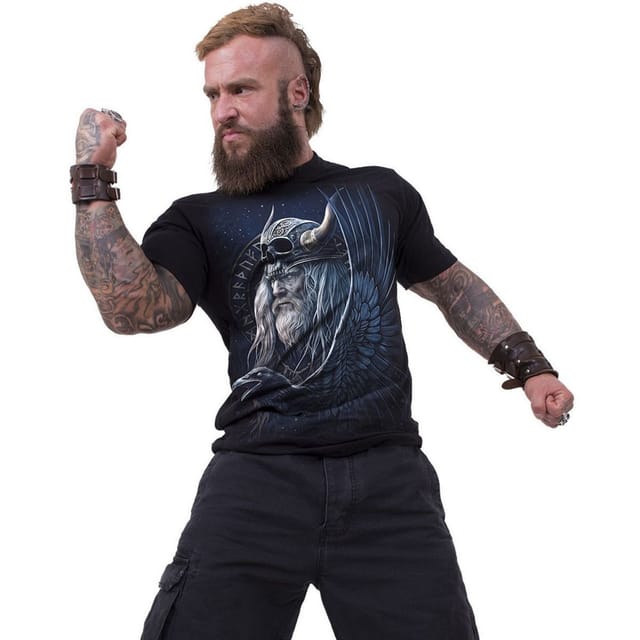 Spiral Direct Spiral Direct Men's Odin´s Warrior Back Print T-Shirt in Black - 3