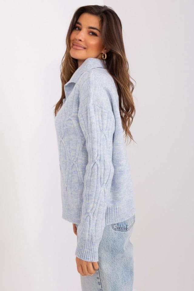 Love Lace Love Lace Women's Acrylic Variegated Long Sleeve Sweater in Blue - 3