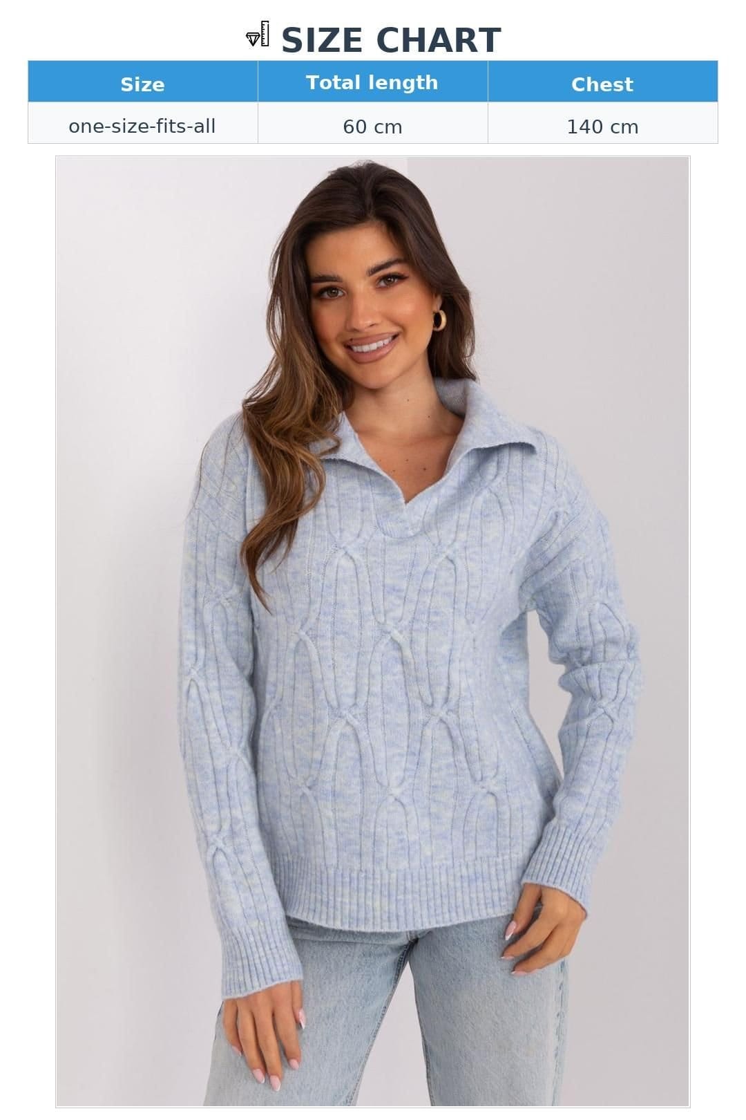 Love Lace Love Lace Women's Acrylic Variegated Long Sleeve Sweater in Blue - 4