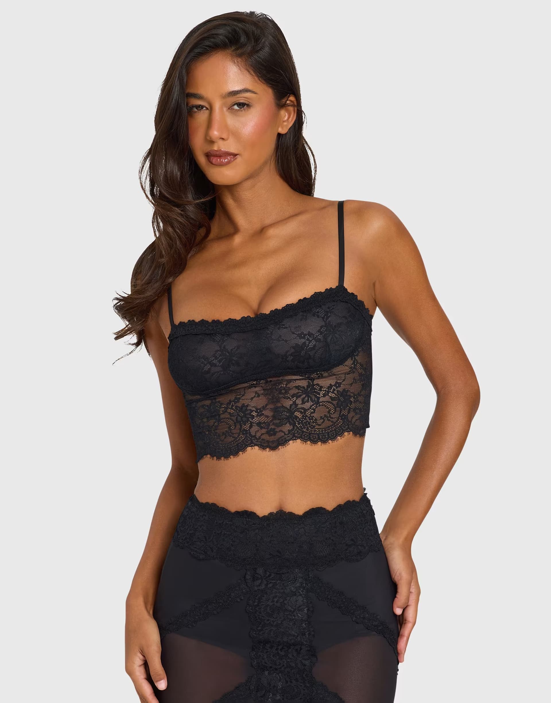 ASOS Oh Polly lace cami top co-ord in black
