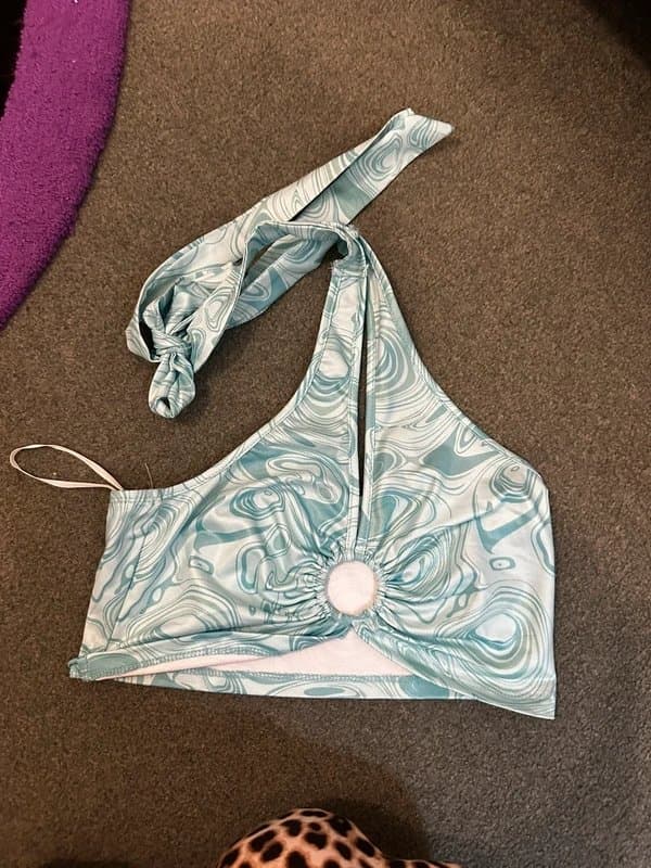 Shein Halter neck blue swirl top