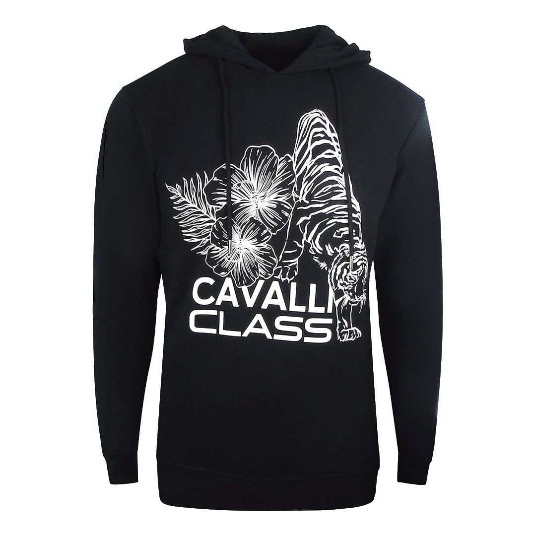 Cavalli Class Cavalli Class Men's Floral Logo Black Hoodie - 1