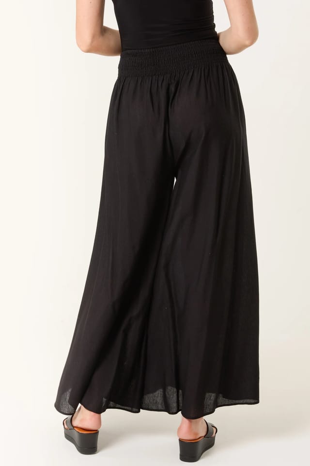 Blue Vanilla Wide Leg Embellished Linen Trousers - 3