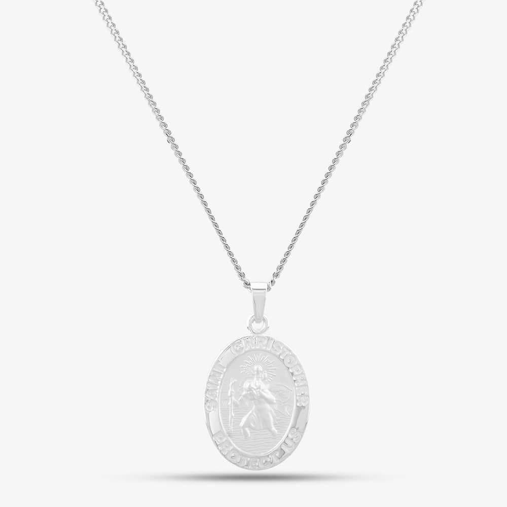 T.H.Baker T.H.Baker Women's Sterling Silver Oval St Christopher Pendant P30-8046-SC1518