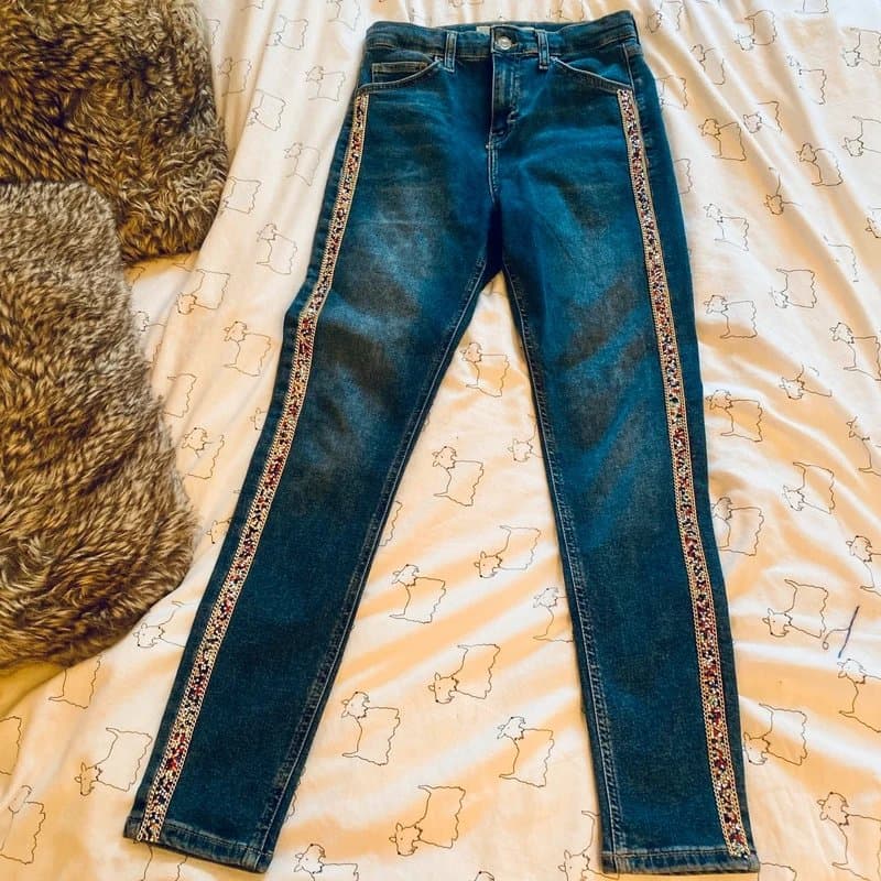 Topshop Topshop embellished side stripe jeans