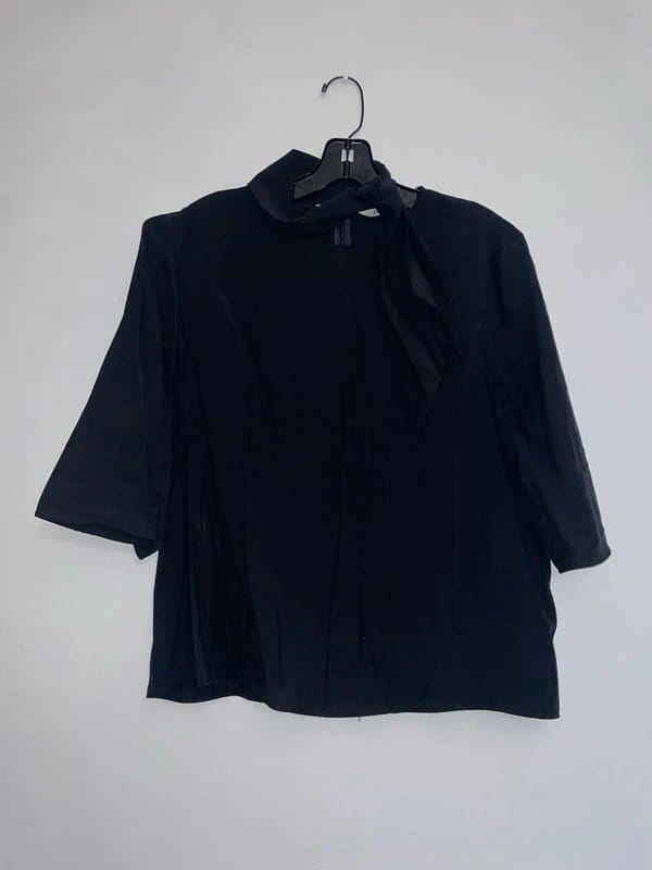 Zara Woman Zara Woman Black Summer Short sleeve Pussy Bow Neck Top Blouse Size UK XL - 1