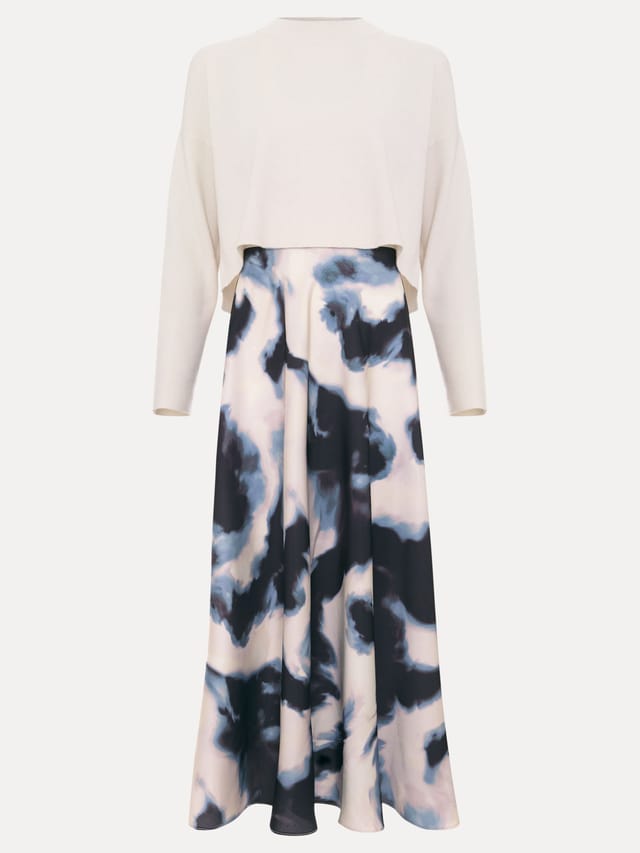 Phase Eight Phase Eight Women's Issy Tye Dye 2-in-1 Midi Dress in Pale Pink - 2