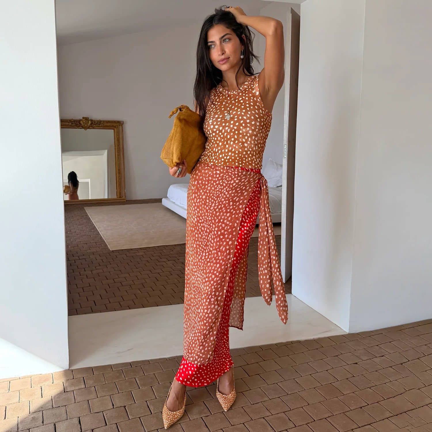 Never Fully Dressed Spliced Deer Wrap Jojo Midi Skirt