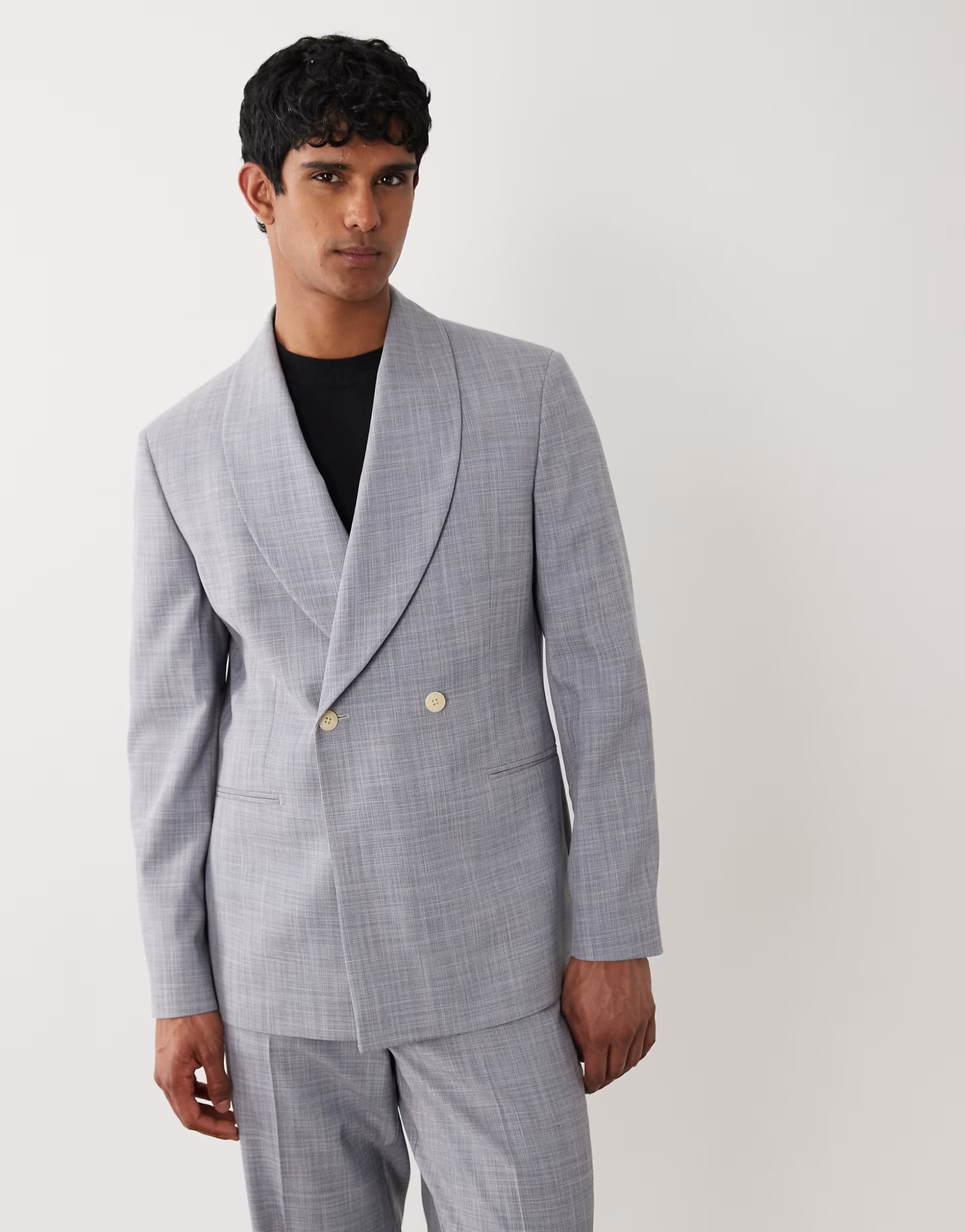 ASOS ASOS DESIGN linen look regular suit jacket in grey