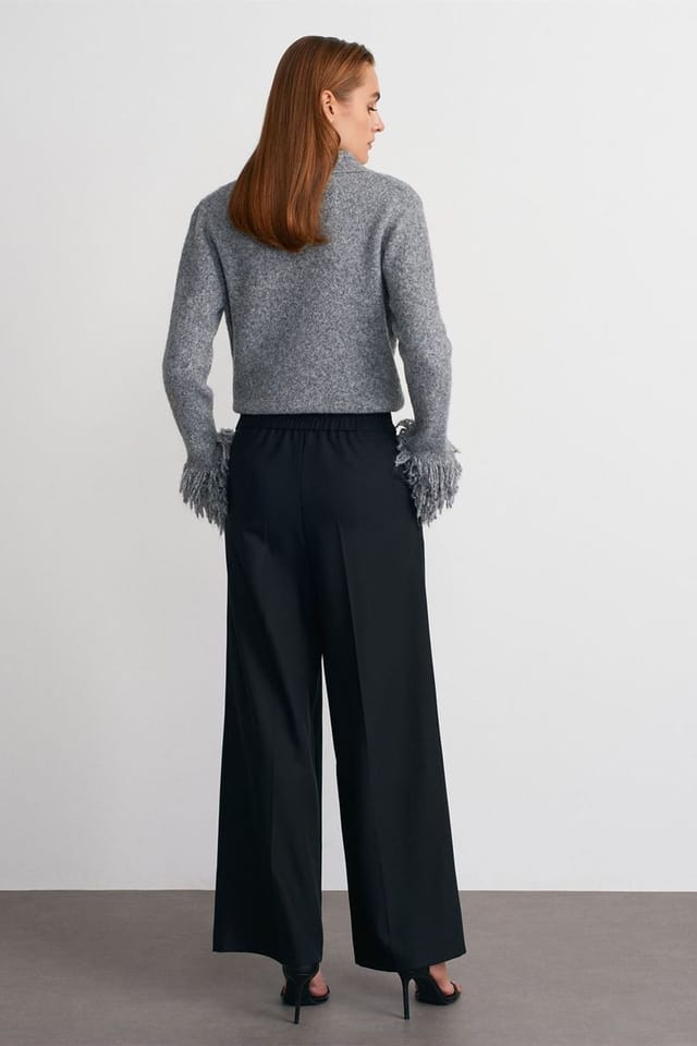 Dilvin Dilvin Women's High-Waist Wide-Leg Pleated Trousers in Black - 2