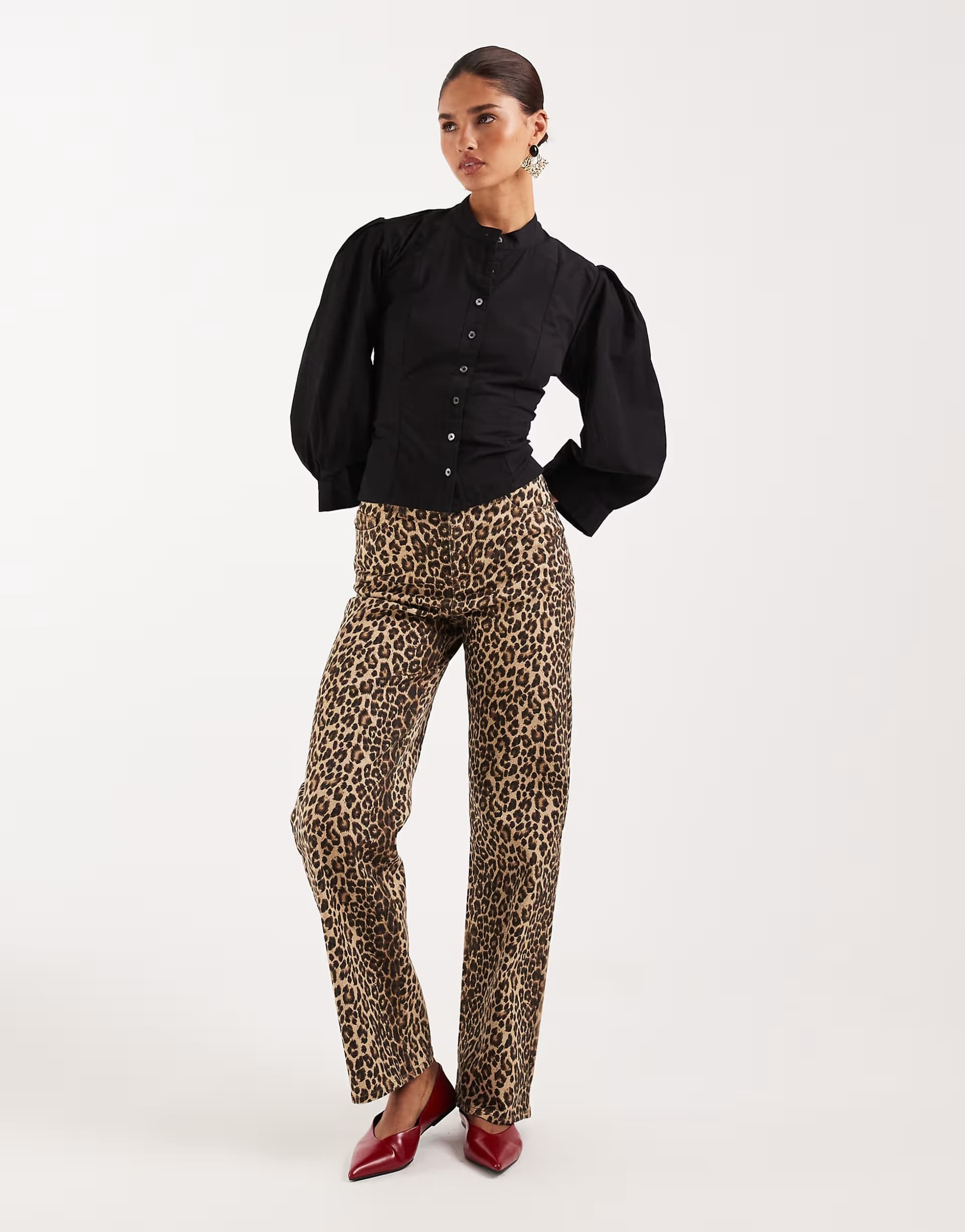 ASOS Vero Moda Tessa high waisted wide leg jeans in leopard print