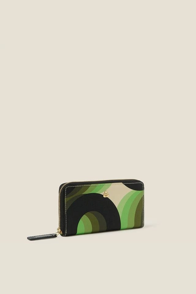 Orla Kiely Orla Kiely Women's Forget Me Not Wallet - Rolling Waves Electra in Green - 2