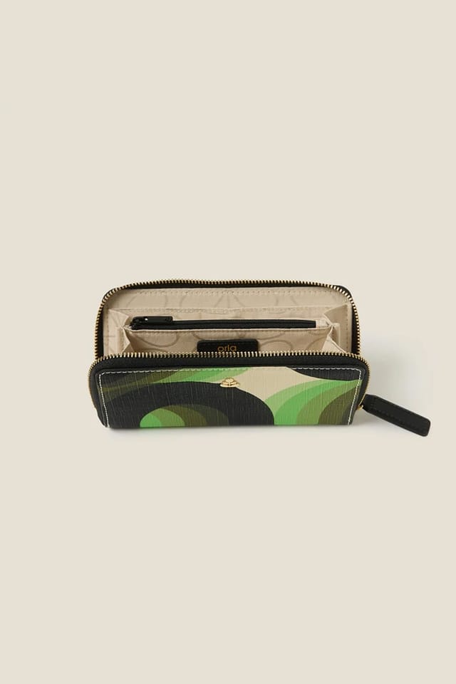 Orla Kiely Orla Kiely Women's Forget Me Not Wallet - Rolling Waves Electra in Green - 3