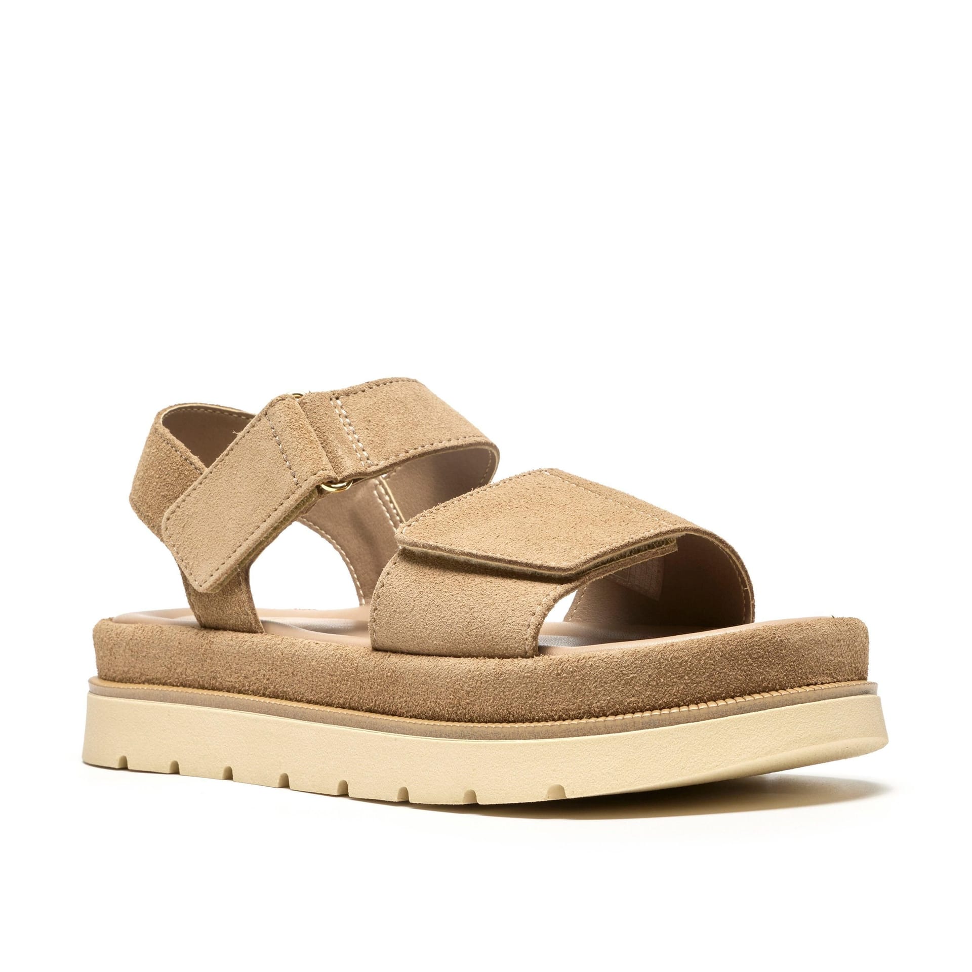 Clarks Clarks Women's Sorella Strap Sand Suede Flat Sandals, Flatforms in Beige - 4
