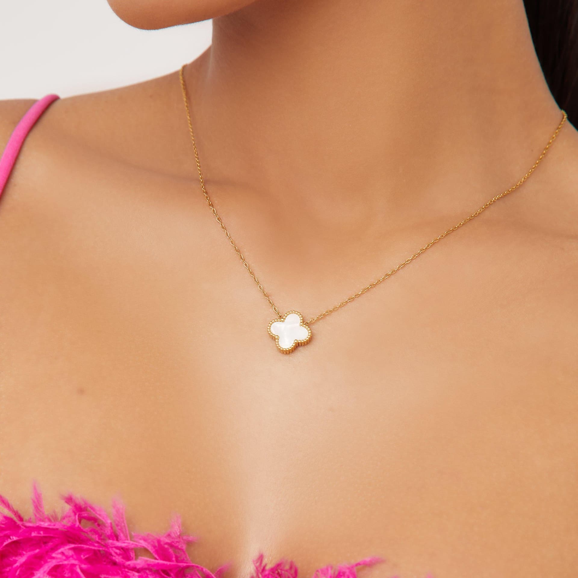 EGO Chain Detail Necklace In White And Gold, Women's Size UK One Size