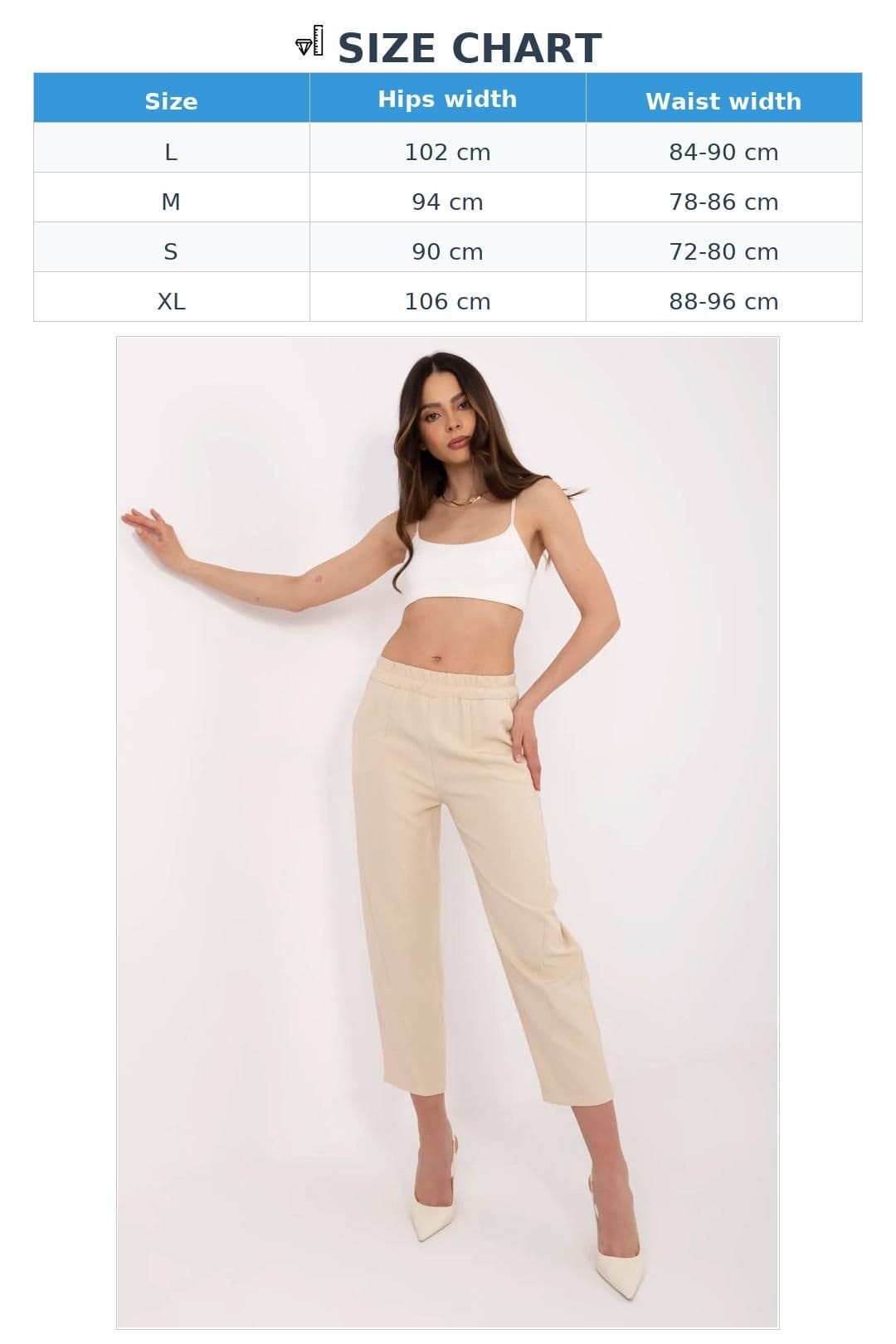 Love Lace Love Lace Women's Elegant Cigarette Trousers with High Waist in Beige - 4