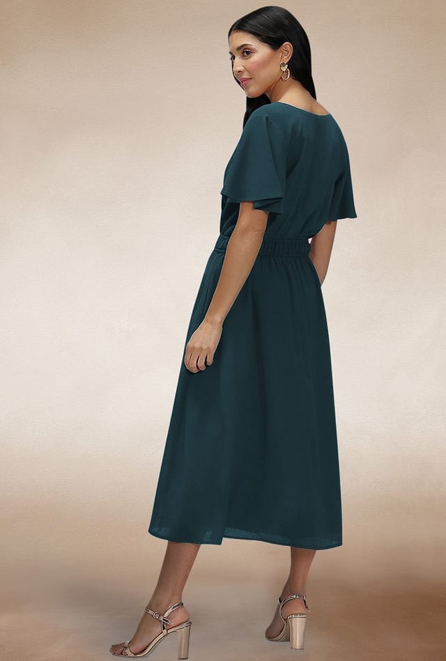 Hot Squash Hot Squash Women's Chiffon Midi Dress in Teal - 2