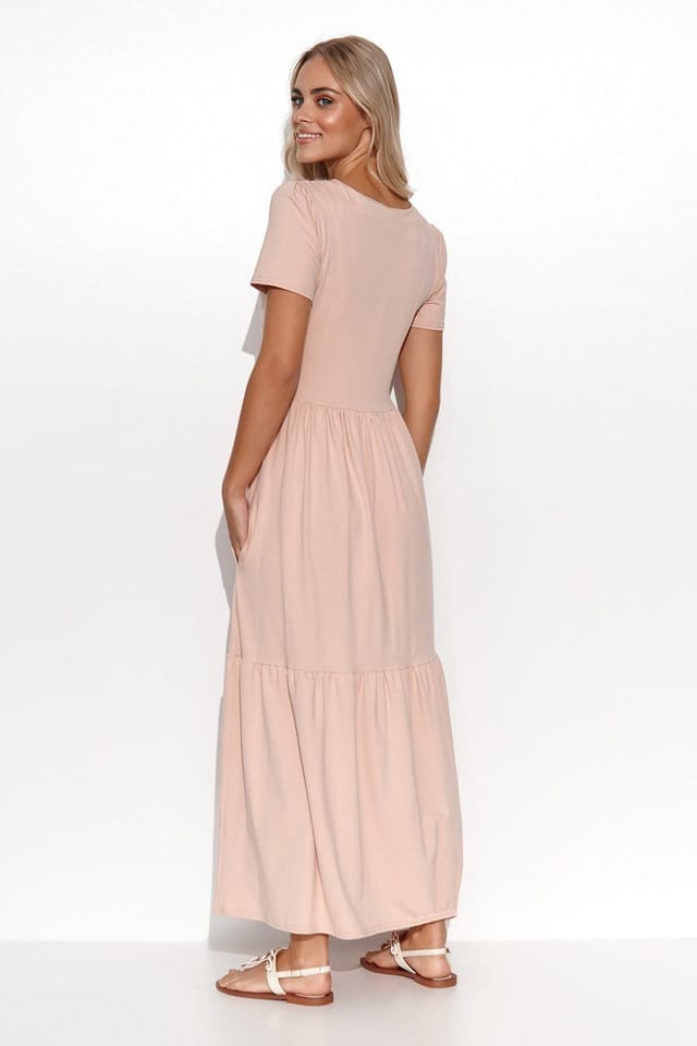 Love Lace Love Lace Women's Maxi Knit Dress with V Neck Ruffles in Pink - 2