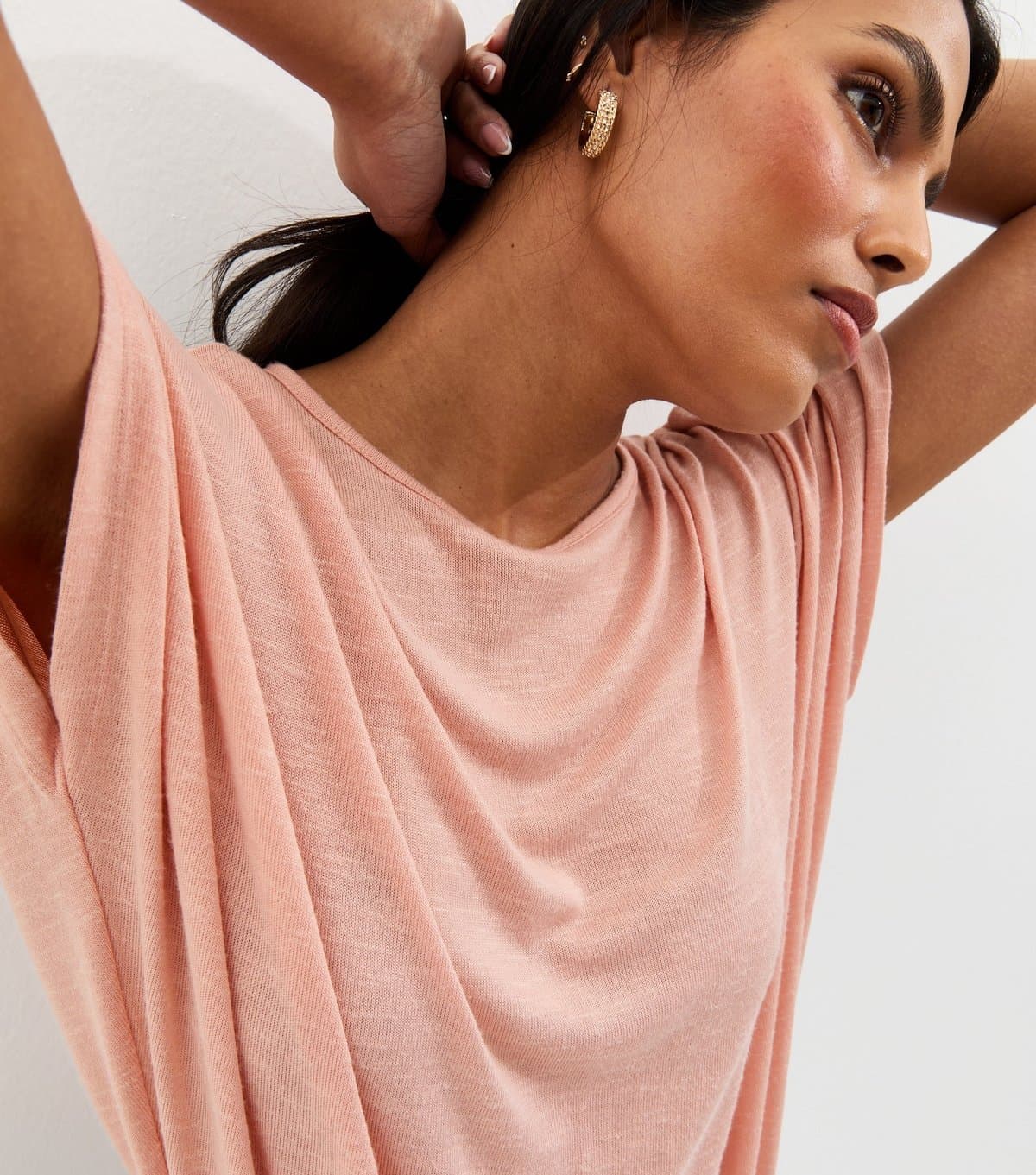 New Look Women's Pink Soft Touch Slub Batwing T-Shirt New Look