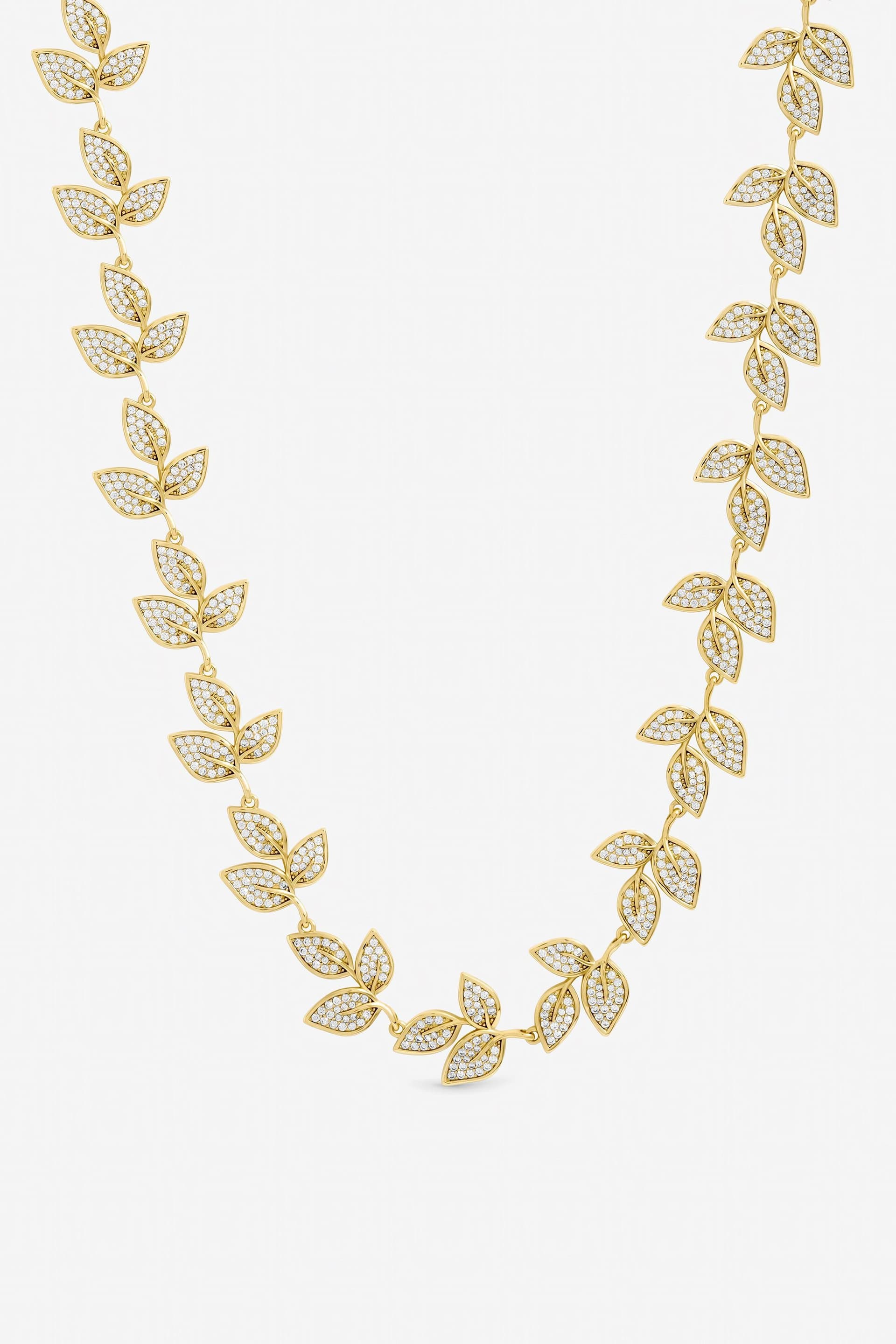 Jon Richard Jon Richard Gold Plated Leaf Necklace with Cubic Zirconia