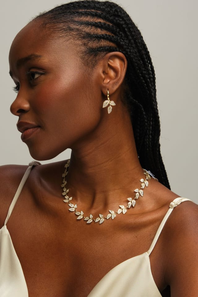 Jon Richard Jon Richard Women's Gold Plated & Cubic Zirconia Leaf Necklace - 2