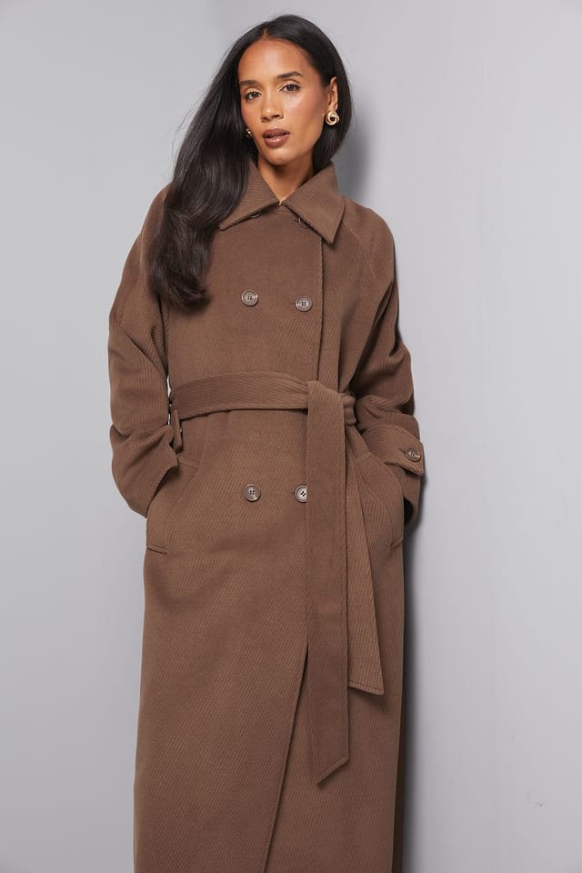 Wallis Wallis Women's Maxi Double Breasted Car Coat in Chocolate - 2