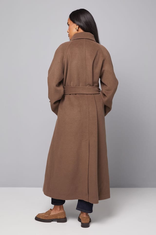 Wallis Wallis Women's Maxi Double Breasted Car Coat in Chocolate - 3