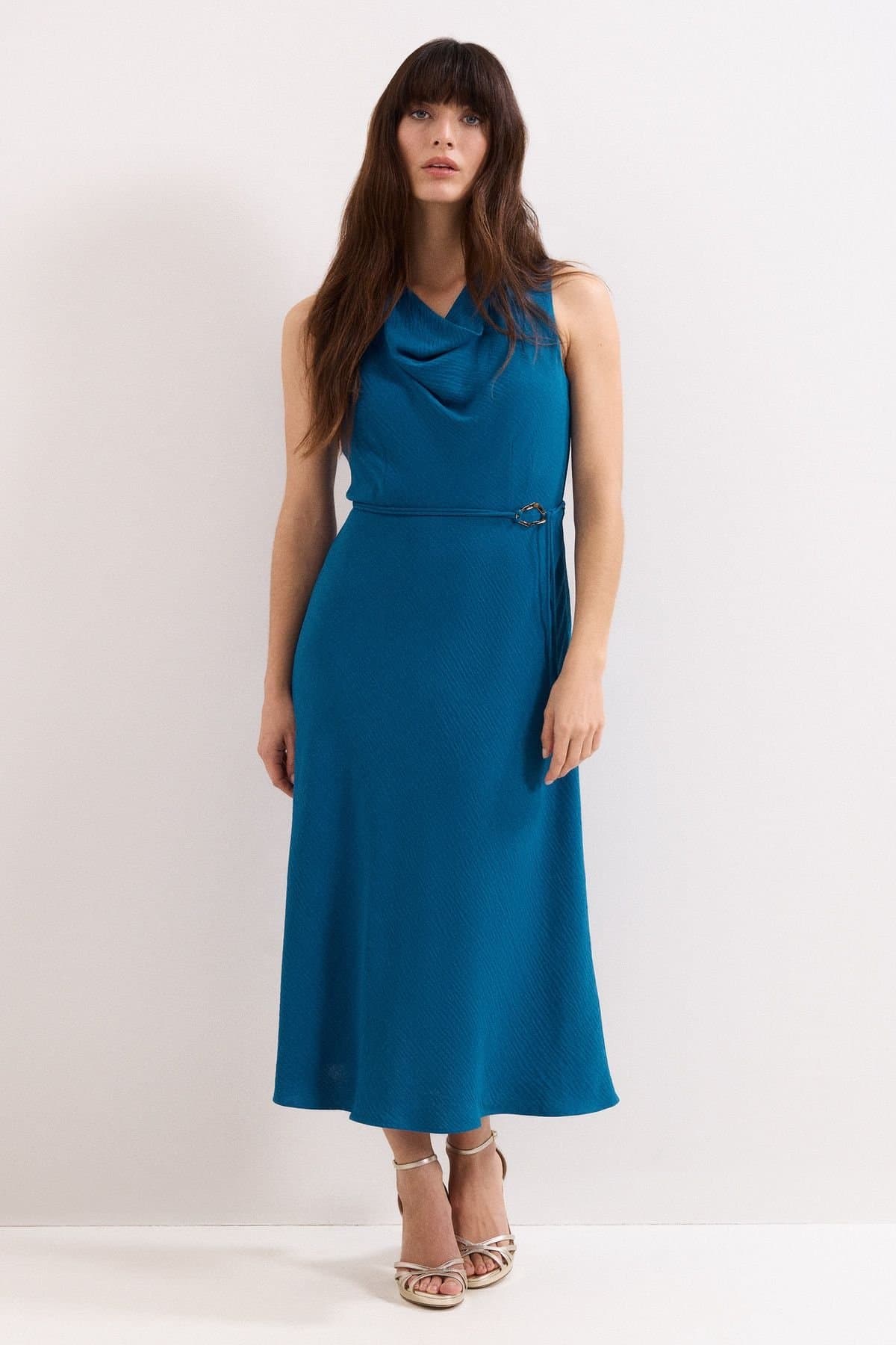Phase Eight Phase Eight Women's Cassidy Sleeveless Cowl Neck Midi Dress in Turquoise