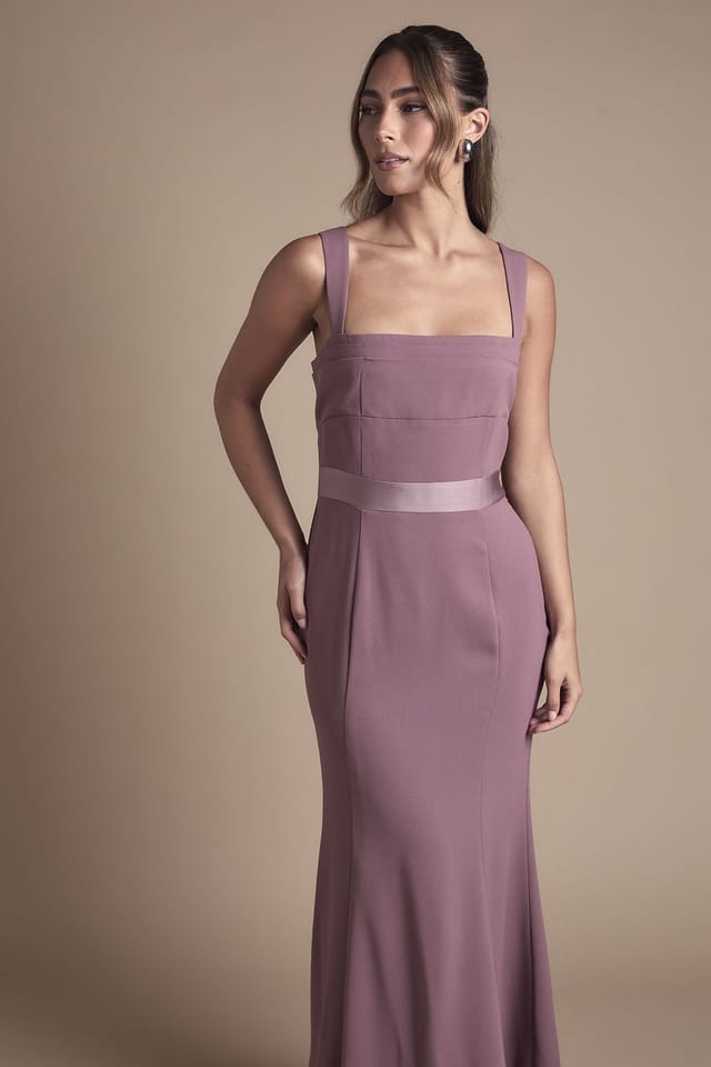 Coast Coast Women's Strappy Satin Bridesmaid Dress With Tie Back Detail in Dusty Mauve - 2