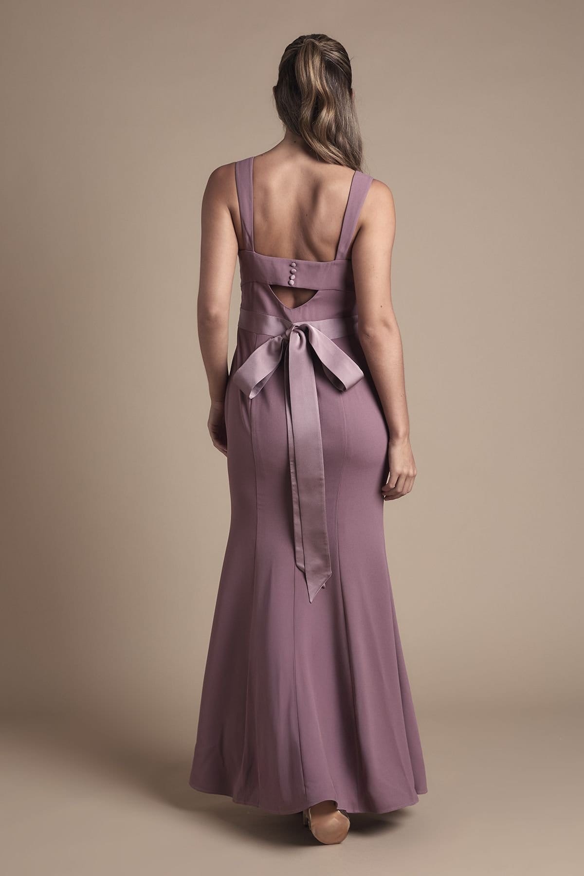 Coast Coast Women's Strappy Satin Bridesmaid Dress With Tie Back Detail in Dusty Mauve - 4