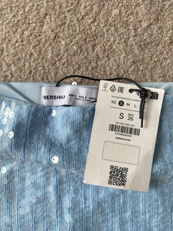 Bershka Light Blue Sequin Mini Skirt