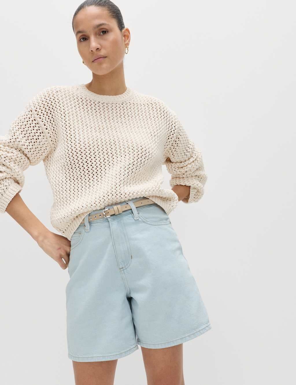 Marks & Spencer M&S Light Indigo Cotton Denim Shorts