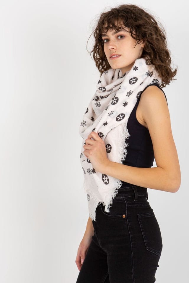 Love Lace Love Lace Women's Square Neckerchief Sling Scarf with Diamond Grid Pattern Style in Off-White - 2