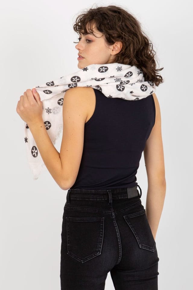 Love Lace Love Lace Women's Square Neckerchief Sling Scarf with Diamond Grid Pattern Style in Off-White - 3