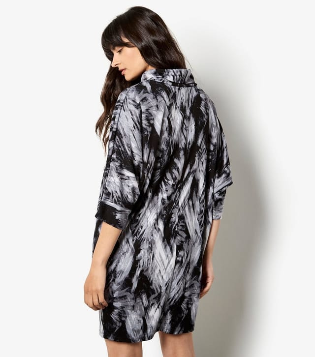 Apricot Women's Grey Brushed Feather Print Mini Dress Apricot New Look - 3