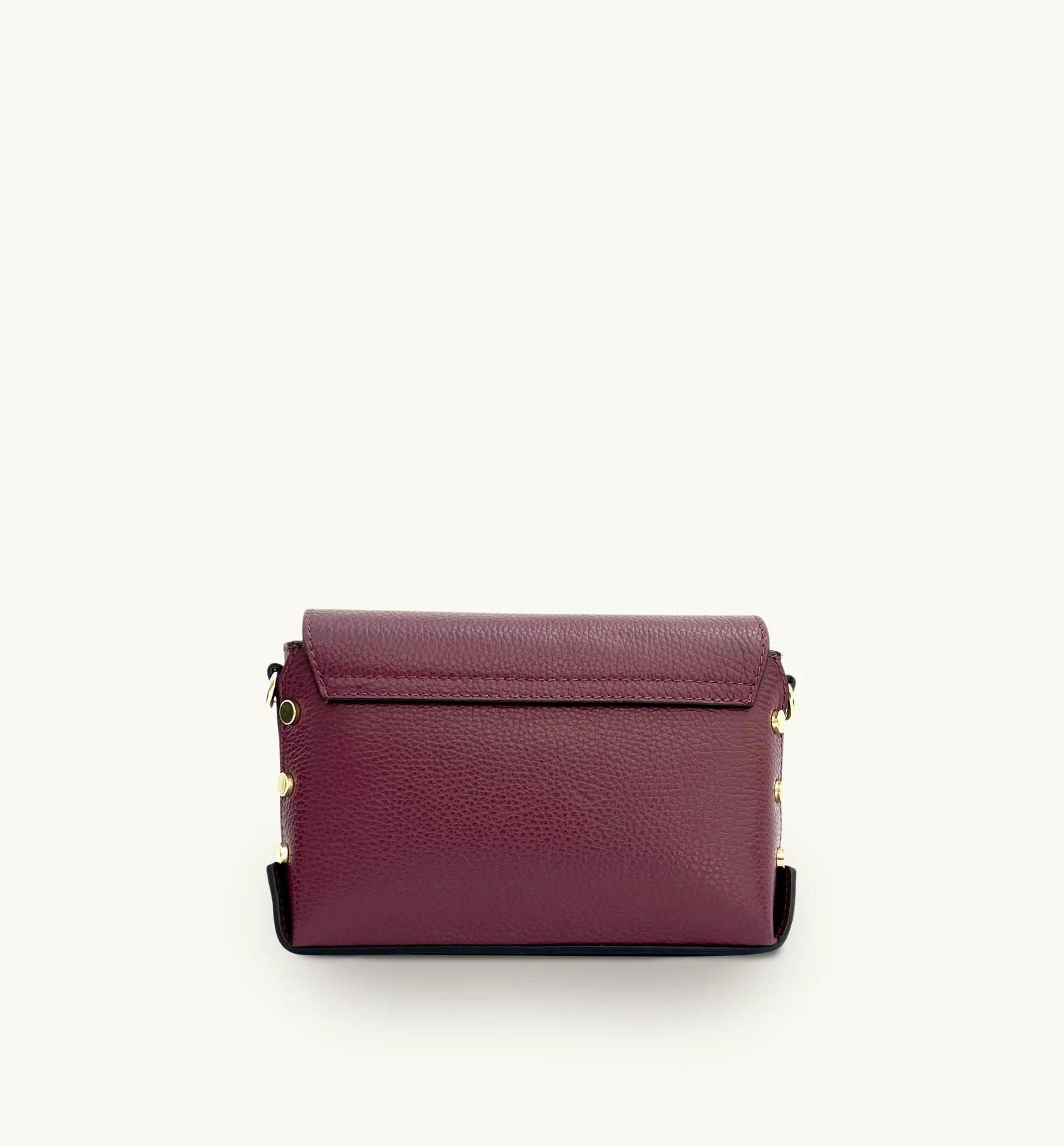 Apatchy London Apatchy London Women's The Bloxsome Leather Crossbody Bag With Gold Chain Strap in Plum - 3