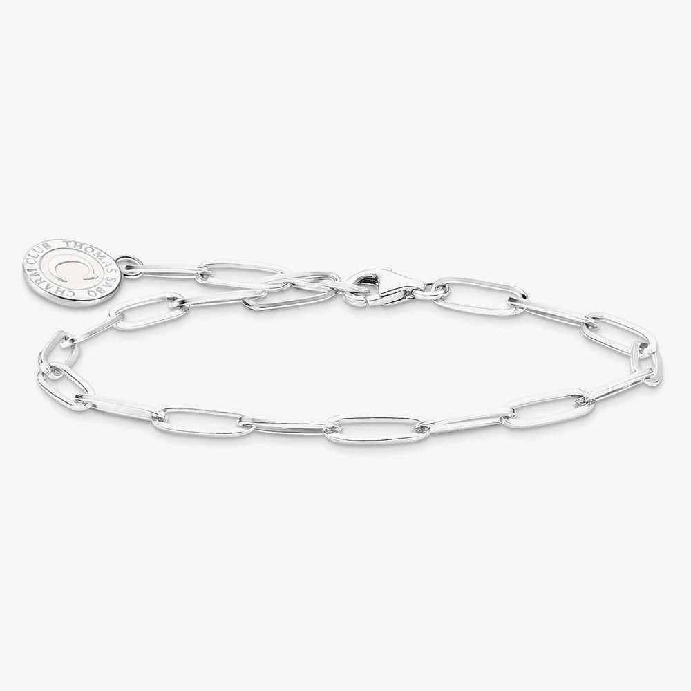 Thomas Sabo THOMAS SABO Women's Silver White Cold Enamel Long Link 19cm Charm Bracelet X0286-007-21-19