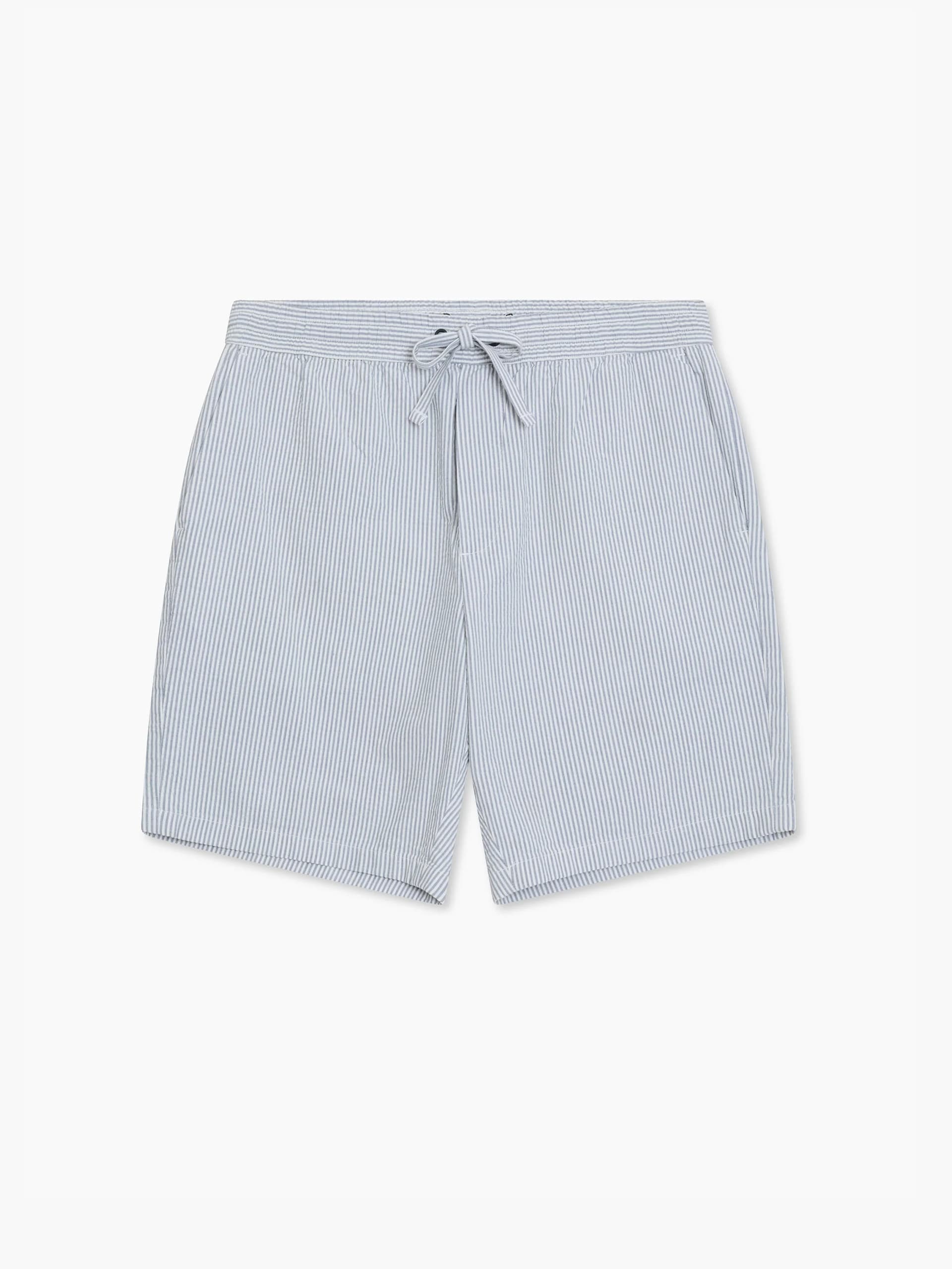 French Connection Seersucker Striped Shorts Pearl Blue/White