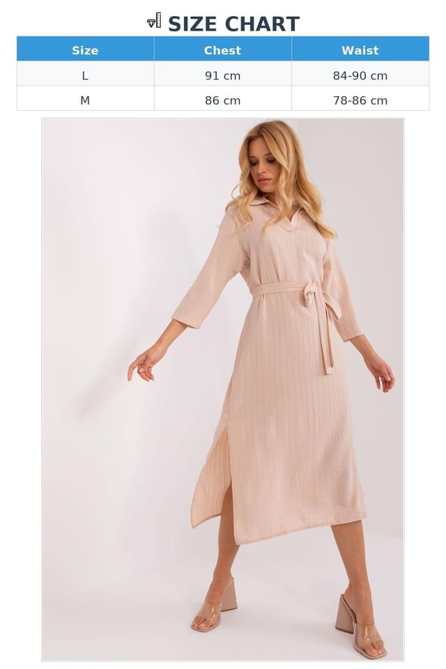 Love Lace Love Lace Women's Everyday Straight Cut Dress with Waist Tie in Beige - 3