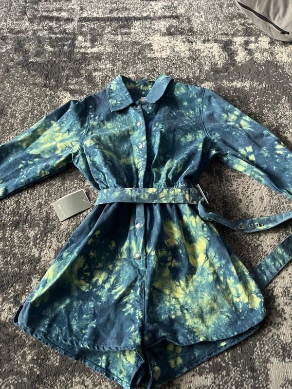 ASOS ASOS Denim Tie-Dye Belted Playsuit – Size 12