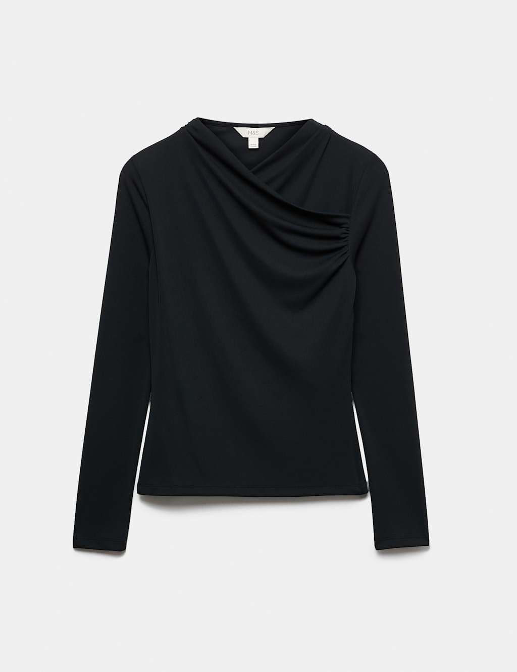 Marks & Spencer M&S Draped Cowl Neck Going Out Top Black