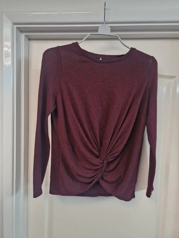 New Look New Look Size 12 Jumper Top Burgundy Red Ruched